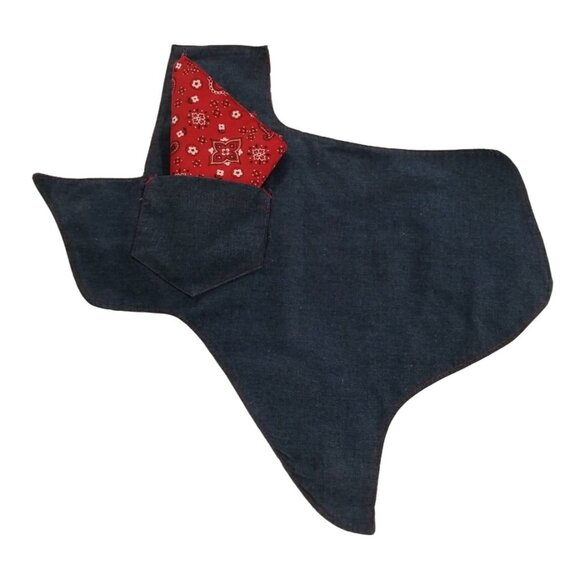 Set of 4 Texas Shaped Placemats Red Bandana Napkins Soft Denim Handcrafted - Picture 5 of 12